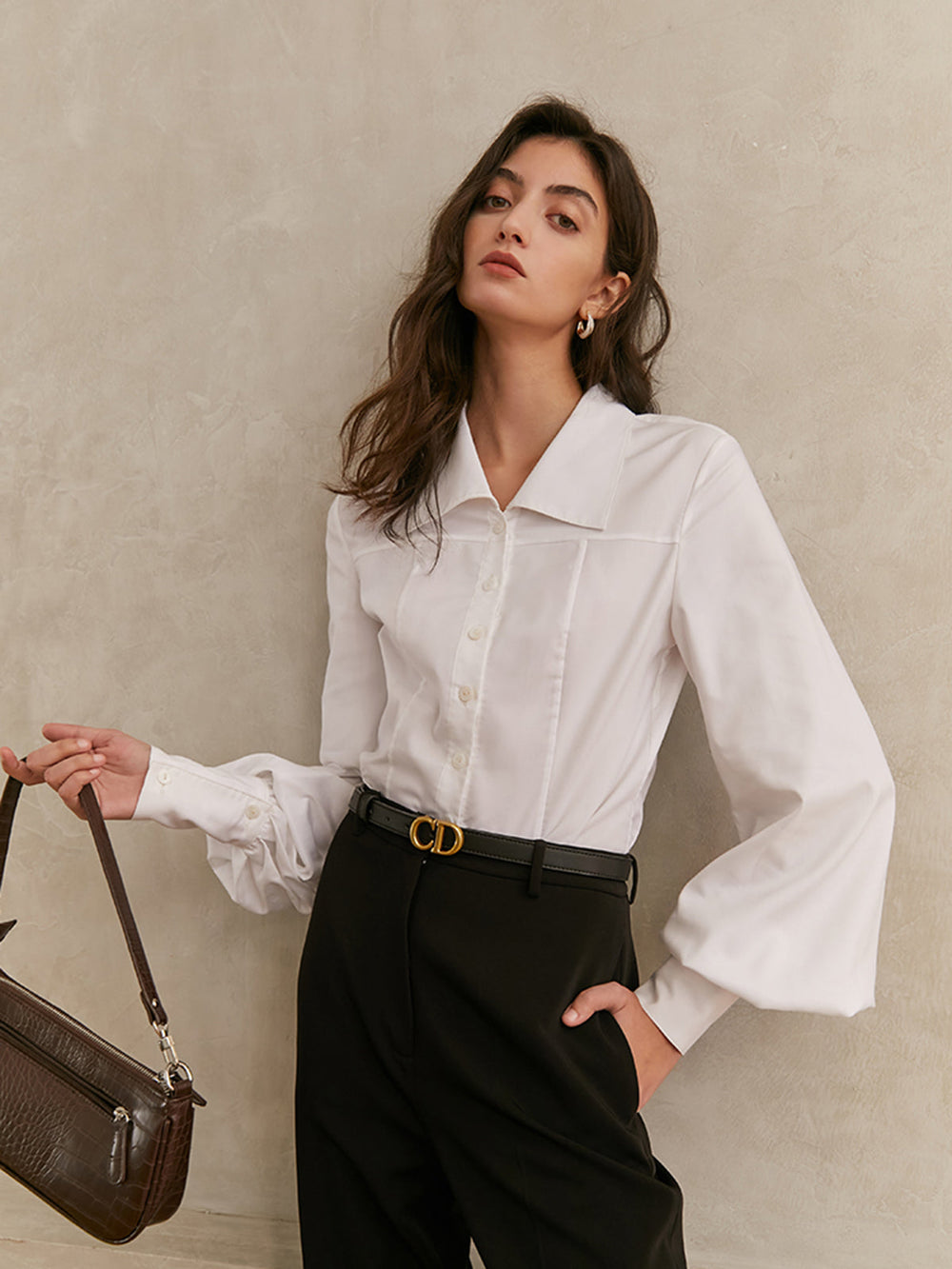 Elegant Collar Button Trendy Down Solid Shirt Shirts