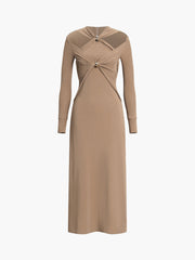 Criss Cross Cut Trendy Out Long Dress Dresses