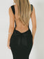 Solid Backless With Trendy Bow Long Dress Black / XS Dresses