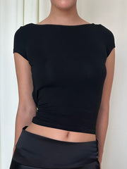Solid Open Graceful Back Blouse Blouses