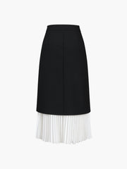 Two Tone Graceful Pleated Long Skirt Skirts