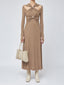 Criss Cross Cut Trendy Out Long Dress Brown / S Dresses