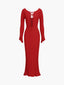 Tie Front Backless Lace Trendy Up Sweater Long Dress Red / S Sweaters L