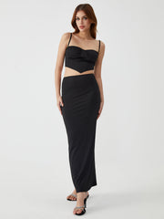 Solid Backless Graceful Two Piece Skirt Set Skirt Sets
