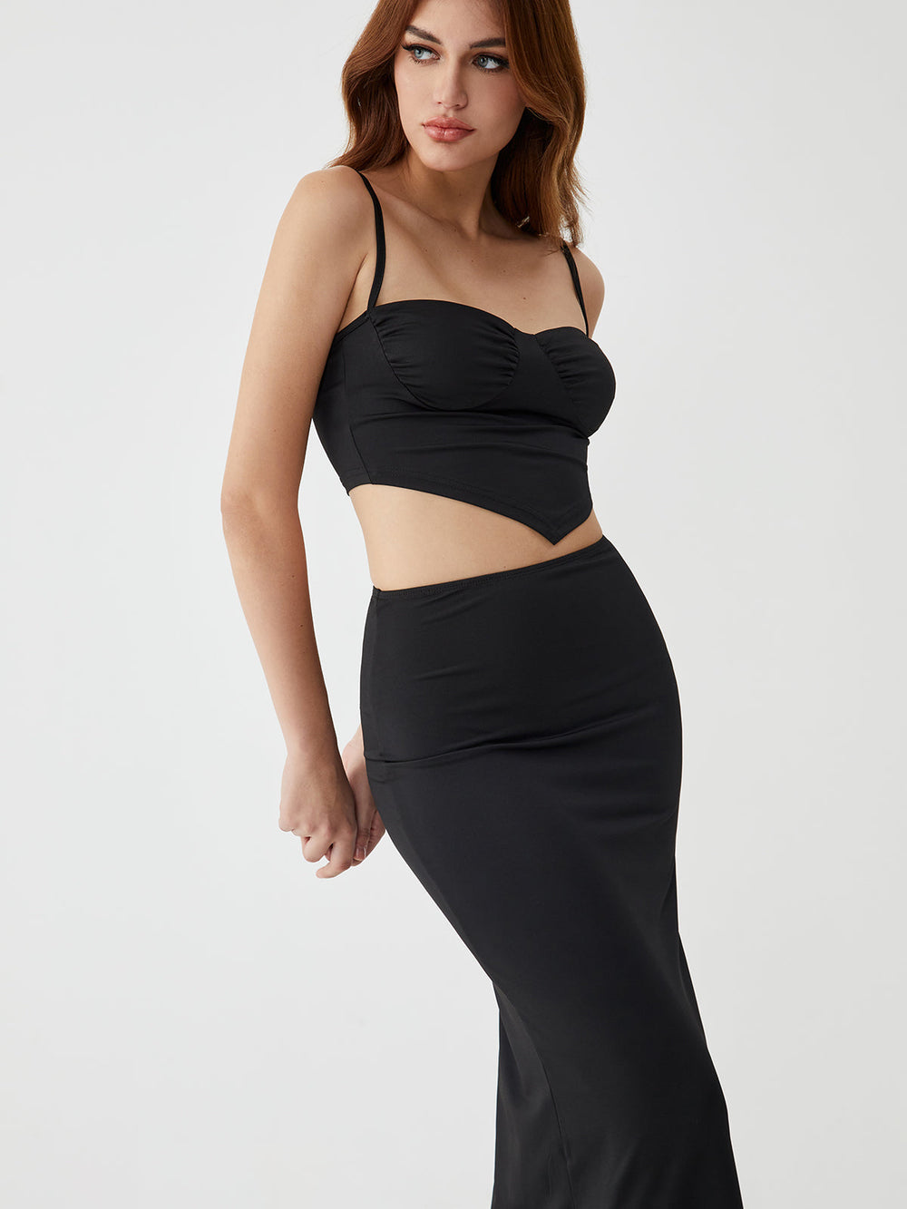 Solid Backless Graceful Two Piece Skirt Set Skirt Sets