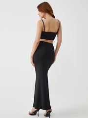 Solid Backless Graceful Two Piece Skirt Set Skirt Sets