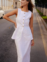 Cotton Blends Graceful Skirt Set Skirt Sets
