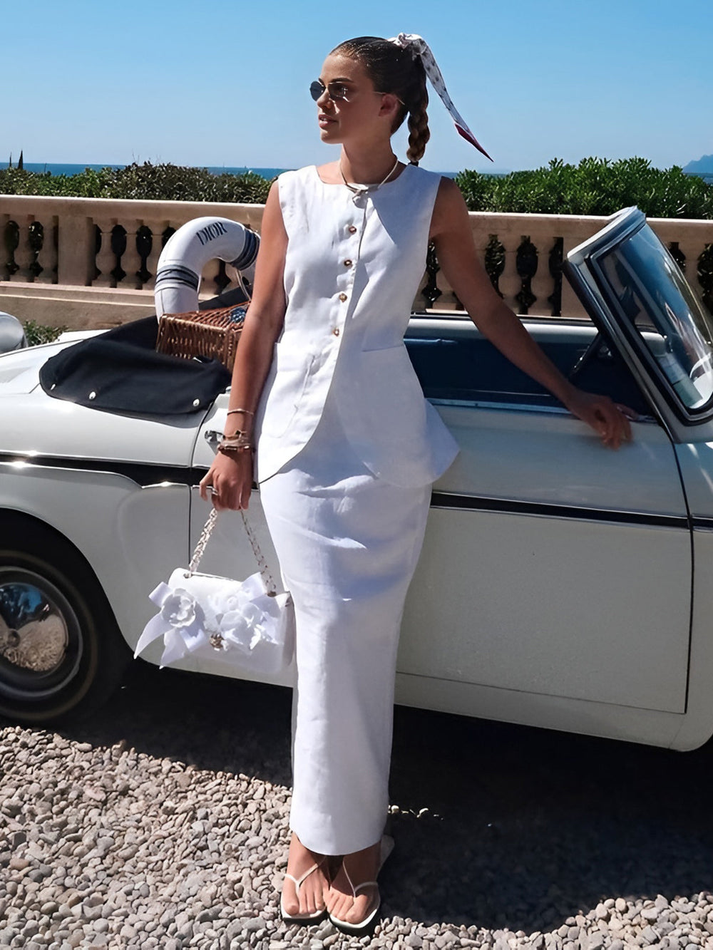Cotton Blends Graceful Skirt Set Skirt Sets