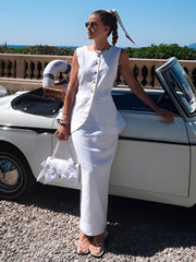 Cotton Blends Graceful Skirt Set Skirt Sets