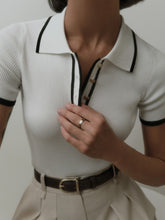 Contrast Trim Metal Trendy Button Knit Top White / XS Sweaters L
