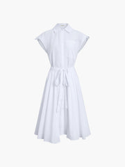 Cotton Blends Sleeveless Trendy Split Midi Dress Dresses