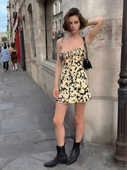 Daisy Printed Graceful Floral Short Dress Dresses