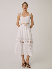 Romantic Lace Graceful Patchwork Midi Dress Dresses