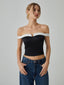 Contrast Trim Graceful Off Shoulder Blouse Black / XS Blouses