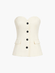 Solid Tube Top With Modern Wide Leg Pants Set Pant Sets