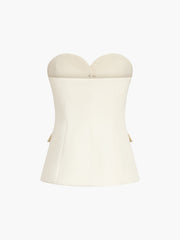 Solid Tube Top With Modern Wide Leg Pants Set Pant Sets
