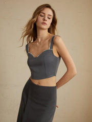 Minimalism Lace Trim Trendy Casual Tank Top Tank Tops & Camis