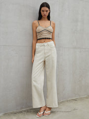 Eyelet Crop Graceful Sweater Vest Sweaters L