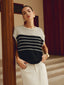 Casual Cotton Blends Trendy Striped Knit Top Khaki / XS Sweaters L