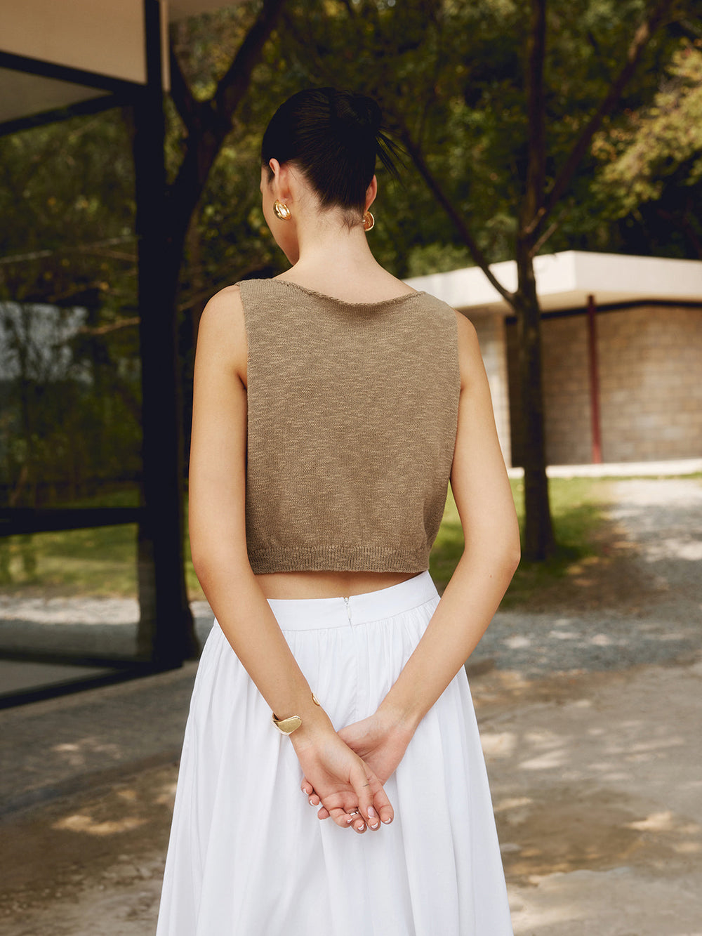 Cotton Blends Graceful Crop Top Tank Tops & Camis