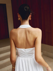 Cotton & Linen Halter Modern A Line Long Dress Dresses