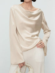 Elegant Cowl Neck Trendy Long Sleeve Blouse Blouses