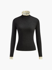 Elegant Contrast Trim Jersey Top T Shirts