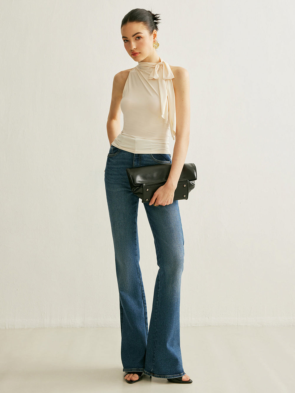 Tie Neck Halter Top Tank Tops & Camis