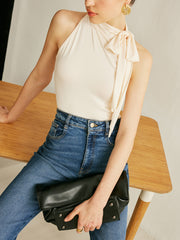 Tie Neck Halter Top Tank Tops & Camis