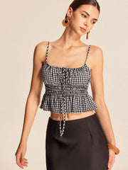 Smocked Peplum Gingham Cami Top Tank Tops & Camis