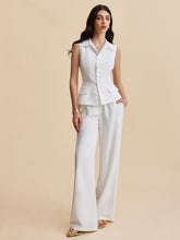 Pockets Buttoned Sleeveless Pants Set White / XS Pant Sets