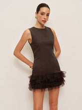 Ruffled Hem Sleeveless Dress Dark Brown / XS Dresses
