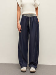 High Waist Drawstring Denim Pants With Pockets Blue / XS Pants