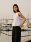 Cotton & Linen Pleated Back Tie Top White / XS Tank Tops & Camis