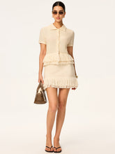 Fringed Knit Mini Skirt Off White / XS Sweater Skirts