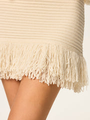 Fringed Knit Mini Skirt Sweater Skirts