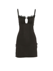 Lace Trim Split Open Back Mini Dress Mini Dresses