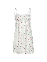 Tie Strap Frill Trim Floral Mini Dress Mini Dresses