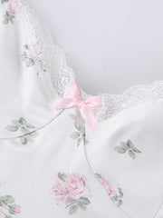 Lace Trim Floral Mini Dress Mini Dresses