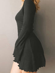 Simple Knitted Long Sleeve Mini Dress Mini Dresses