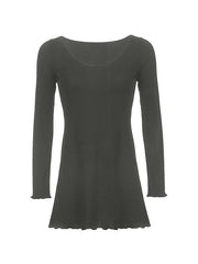 Simple Knitted Long Sleeve Mini Dress Mini Dresses