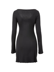 Simple Knitted Long Sleeve Mini Dress Mini Dresses