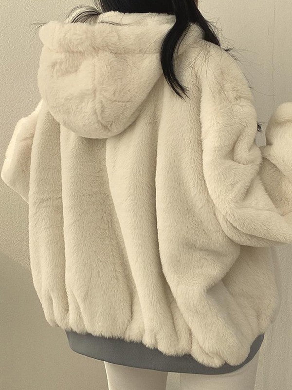 Reversible Oversize Fleece Hooded Jacket Jacket