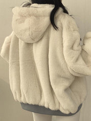 Reversible Oversize Fleece Hooded Jacket Jacket