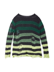 Gradient Striped Distressed Long Sleeve Mini Dress Mini Dresses