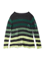 Gradient Striped Distressed Long Sleeve Mini Dress Mini Dresses