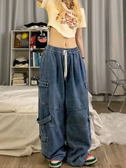 Punk Blue Wash Baggy Cargo Jeans Cargo Jeans