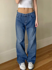 Washed Classic Denim Boyfriend Jeans Navy Blue / S Boyfriend Jeans
