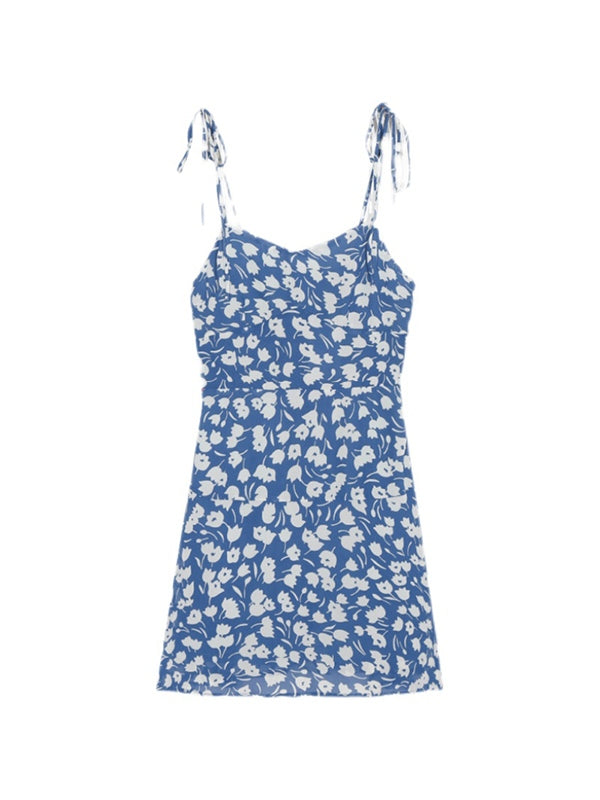 Lace Up Summer Floral Mini Dress Mini Dresses