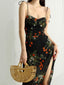 Tie Strap Slit Black Maxi Dress Black / S Maxi Dresses
